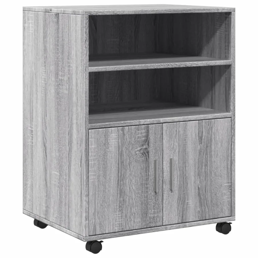 Armoire à roulettes sonoma gris 60x48x81 cm bois d'ingénierie - 2