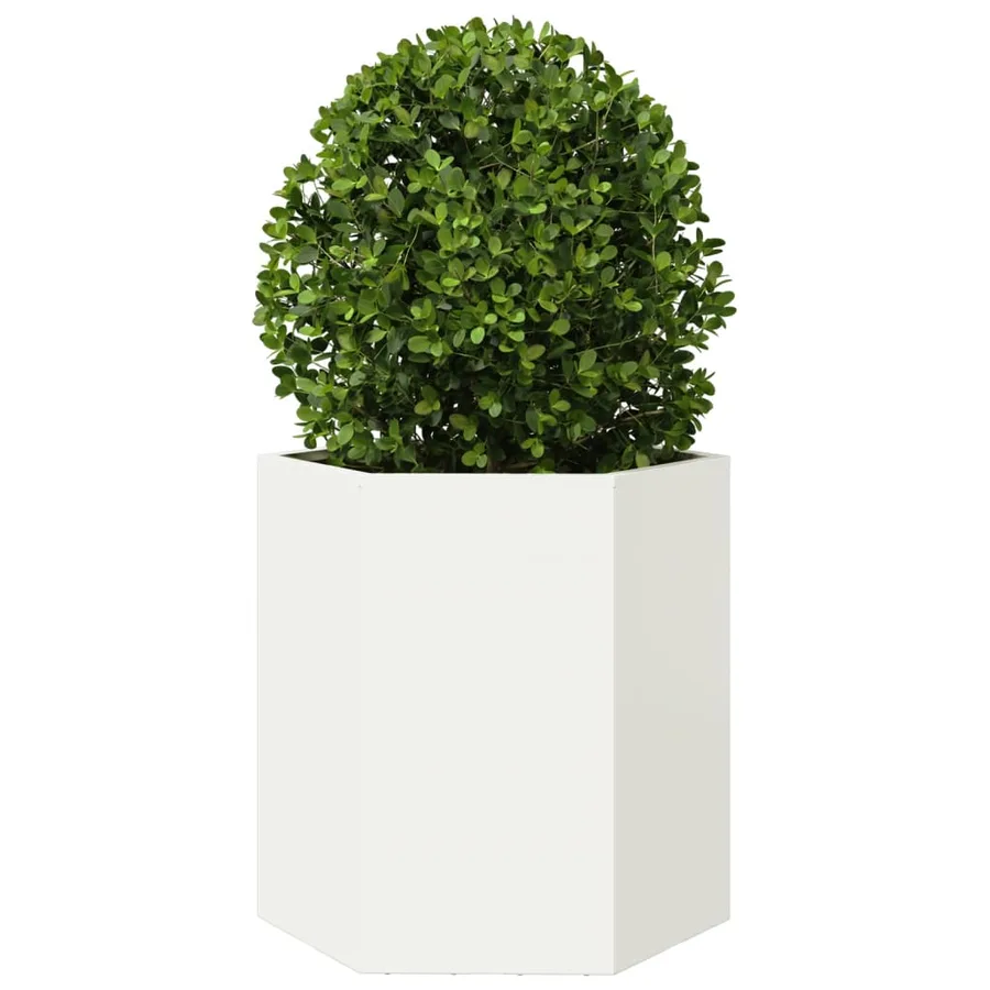 Jardinière blanc hexagone 46x40x45 cm acier - 3