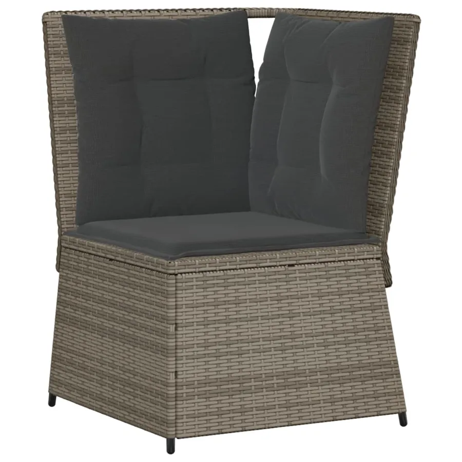 Salon de jardin 5 pcs avec coussins Gris Résine tressée - 5