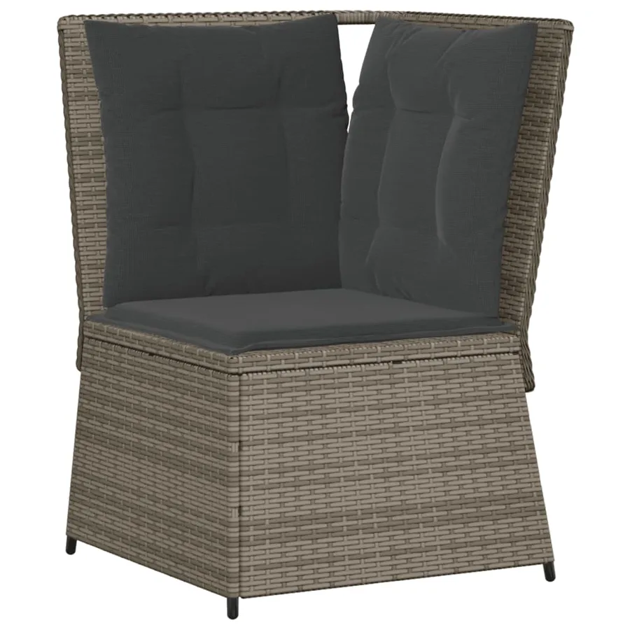 Salon de jardin 6 pcs avec coussins Gris Résine tressée - 5
