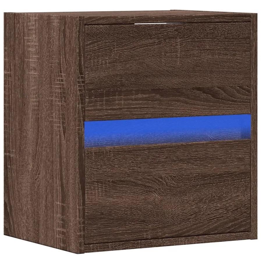 Meuble TV mural avec lumières LED chêne marron 41x31x45 cm - 3