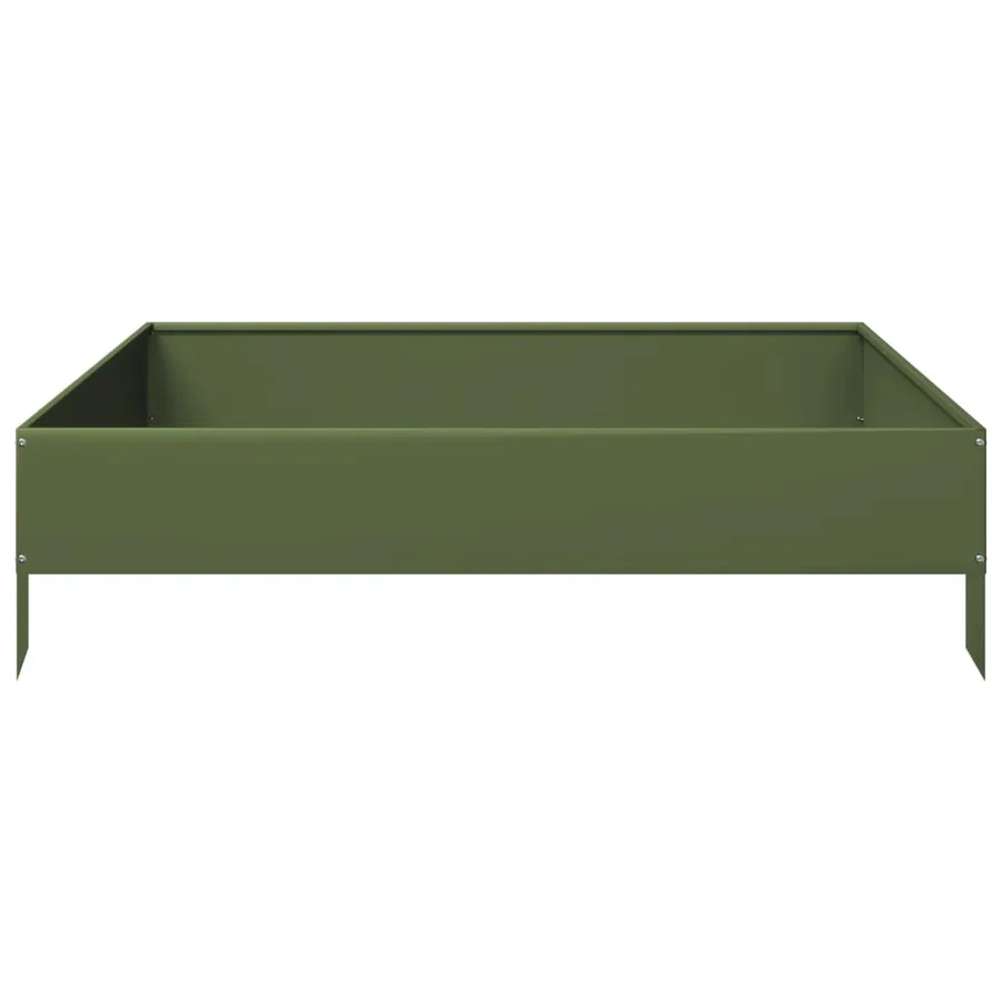 Lit surélevé de jardin vert olive 100x100x26 cm acier - 4