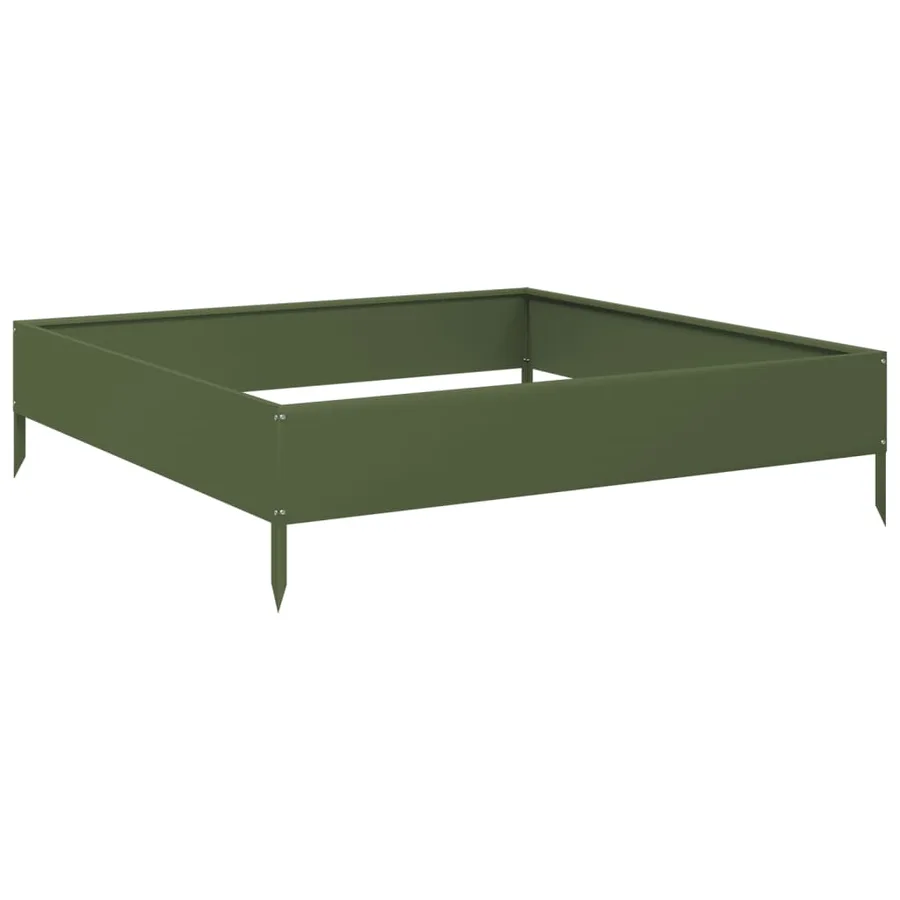Lit surélevé de jardin vert olive 100x100x26 cm acier - 6