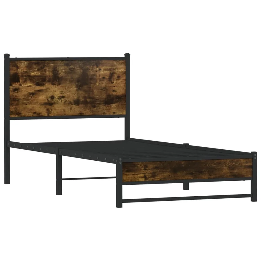Cadre de lit en métal sans matelas chêne fumé 90x190 cm - 3