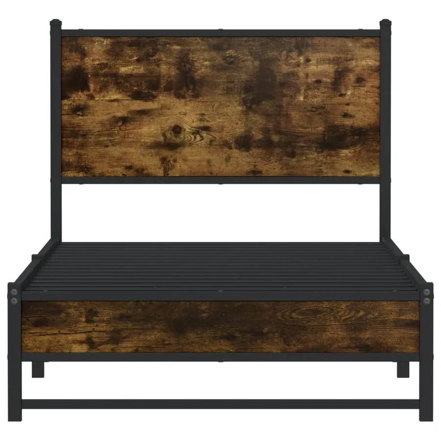 Cadre de lit en métal sans matelas chêne fumé 90x190 cm - 5