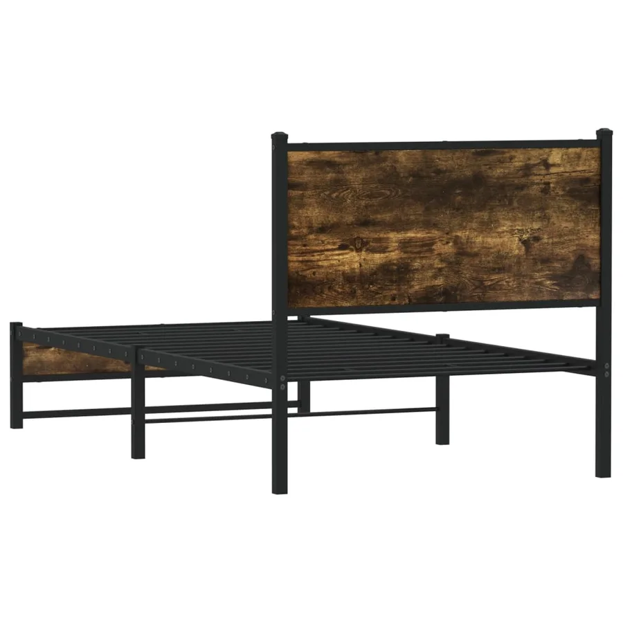 Cadre de lit en métal sans matelas chêne fumé 90x190 cm - 7