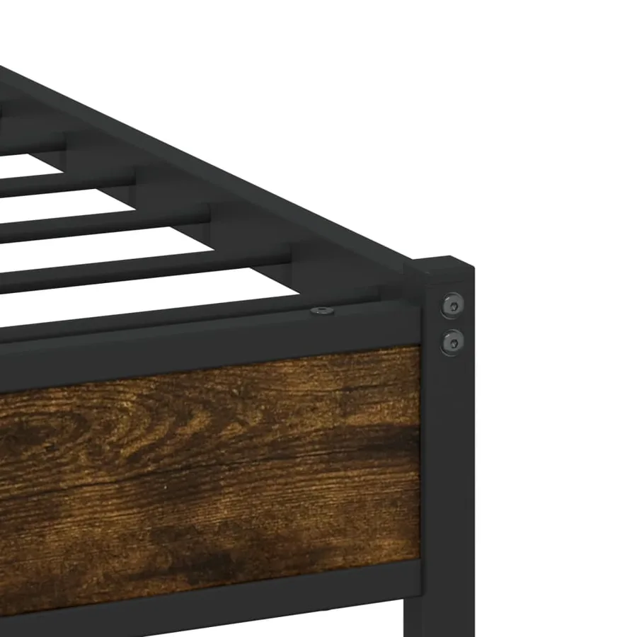 Cadre de lit en métal sans matelas chêne fumé 90x190 cm - 8