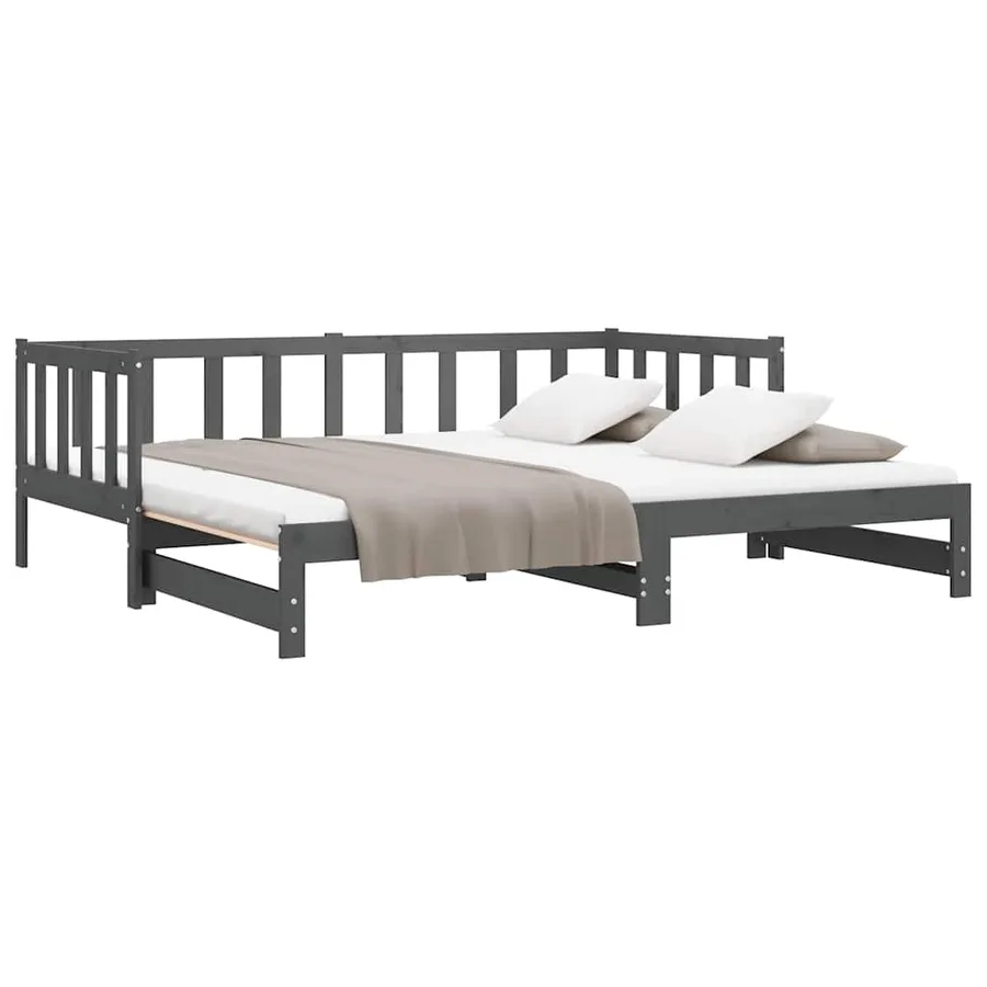 Lit coulissant sans matelas gris 2x(90x190) cm - 10
