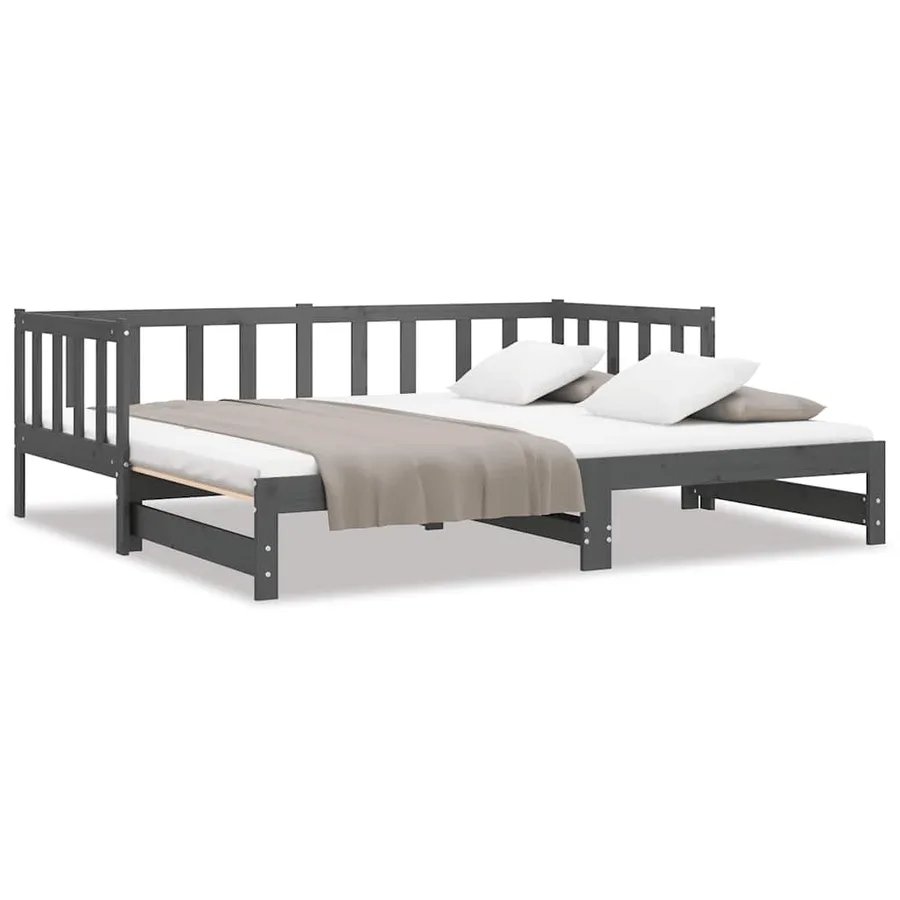 Lit coulissant sans matelas gris 2x(90x190) cm - 2