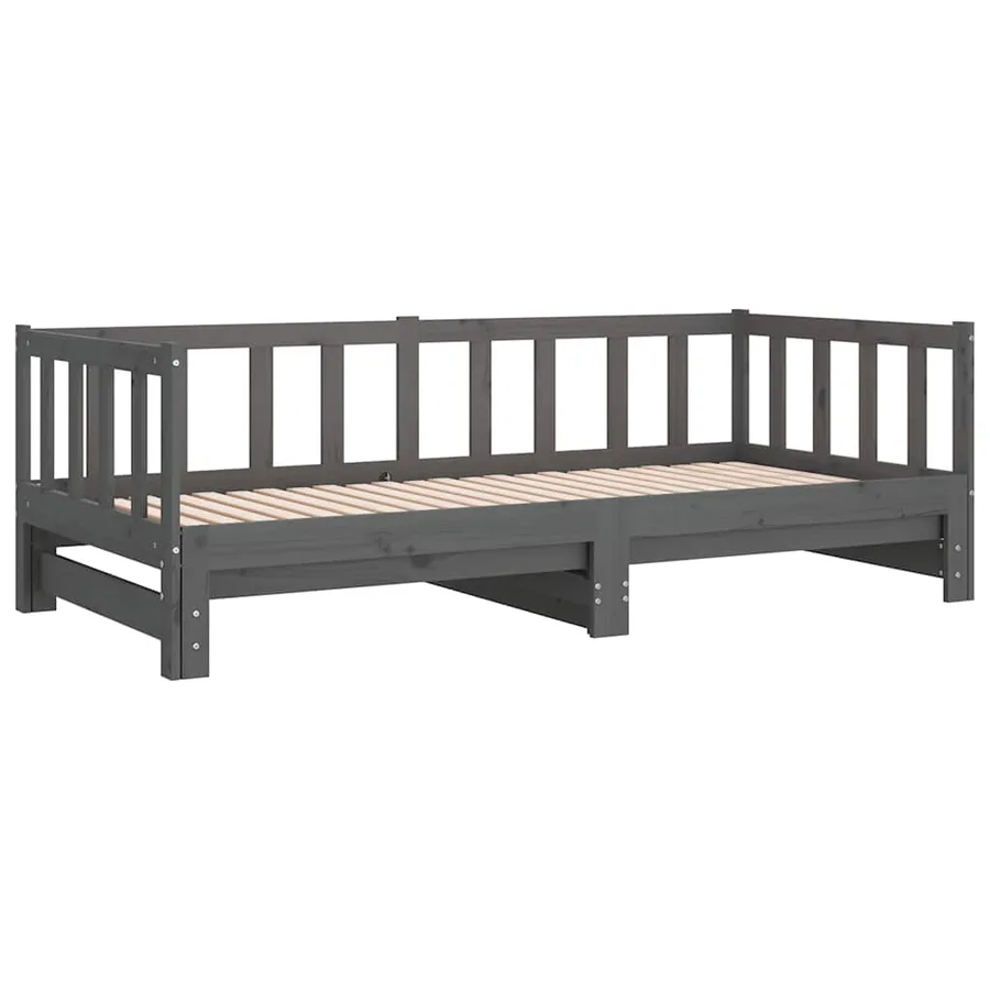 Lit coulissant sans matelas gris 2x(90x190) cm - 3