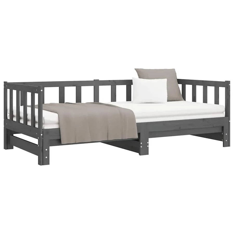 Lit coulissant sans matelas gris 2x(90x190) cm - 5