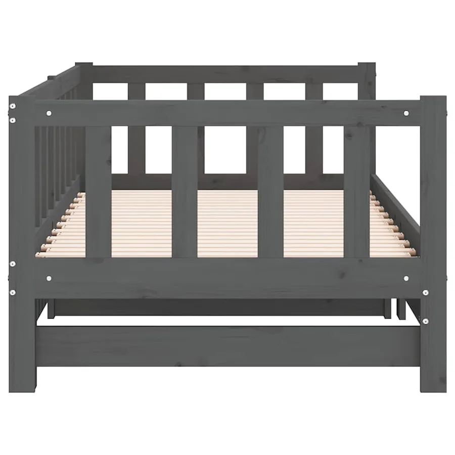 Lit coulissant sans matelas gris 2x(90x190) cm - 7