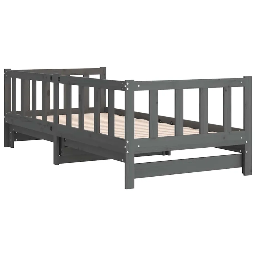Lit coulissant sans matelas gris 2x(90x190) cm - 8