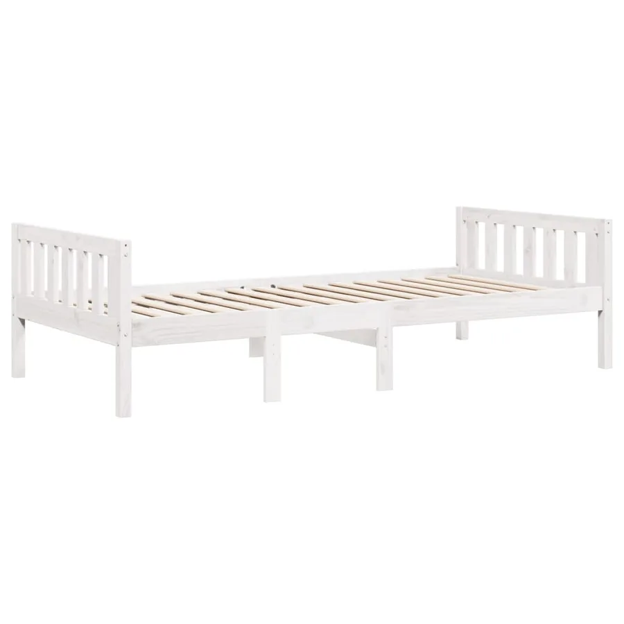 Lit pour enfants sans matelas blanc 90x190cm bois de pin massif - 3