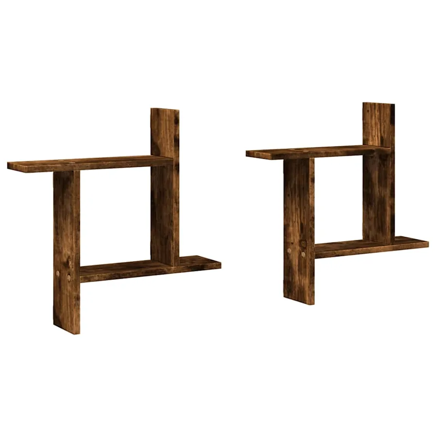 Étagères murales 2 pcs chêne fumé 50x12x50 cm Bois d'ingénierie - 2