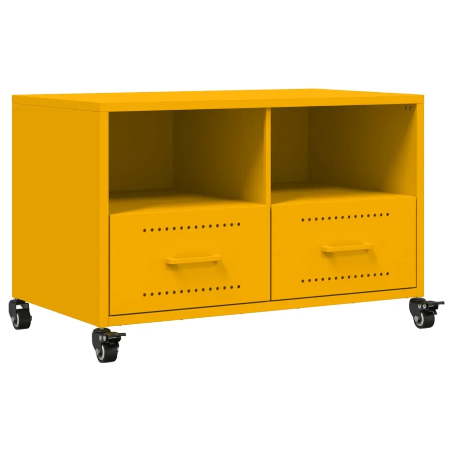 Meuble TV jaune moutarde 68x39x43,5 cm acier - 2