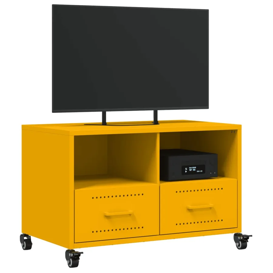 Meuble TV jaune moutarde 68x39x43,5 cm acier - 4
