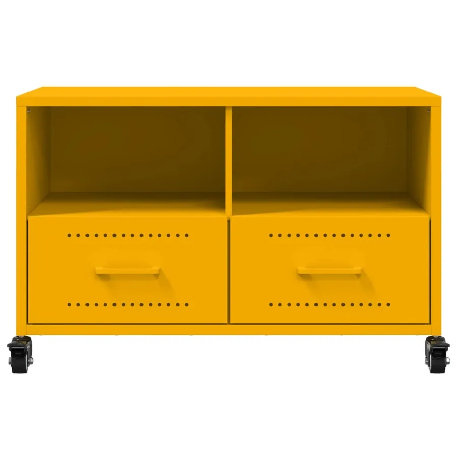 Meuble TV jaune moutarde 68x39x43,5 cm acier - 6