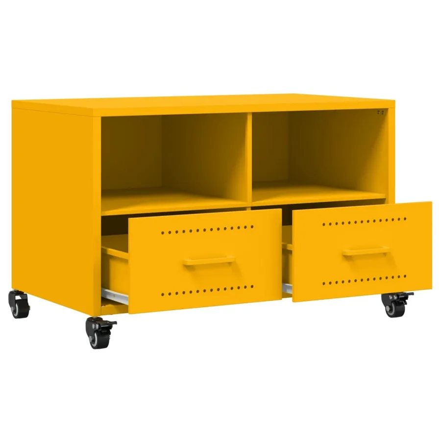 Meuble TV jaune moutarde 68x39x43,5 cm acier - 9