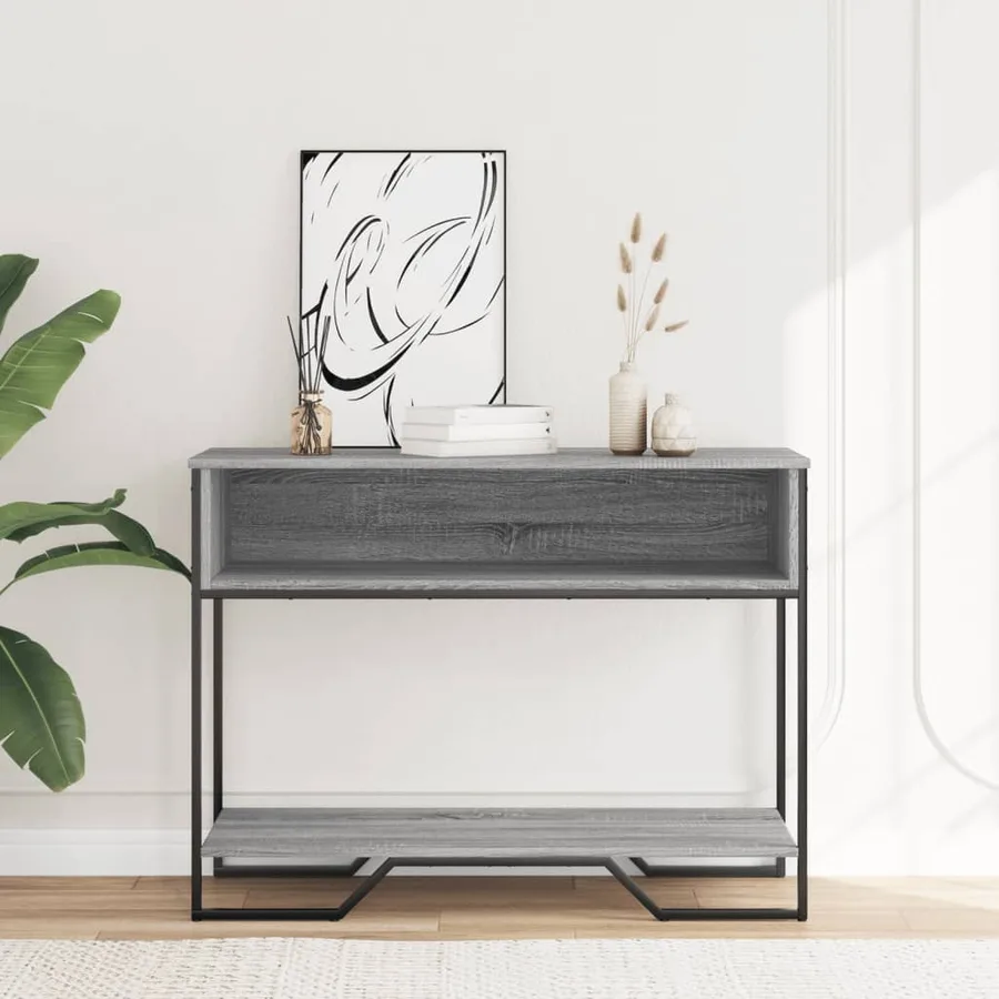 Table console sonoma gris 100x35x74,5 cm bois d'ingénierie - 3