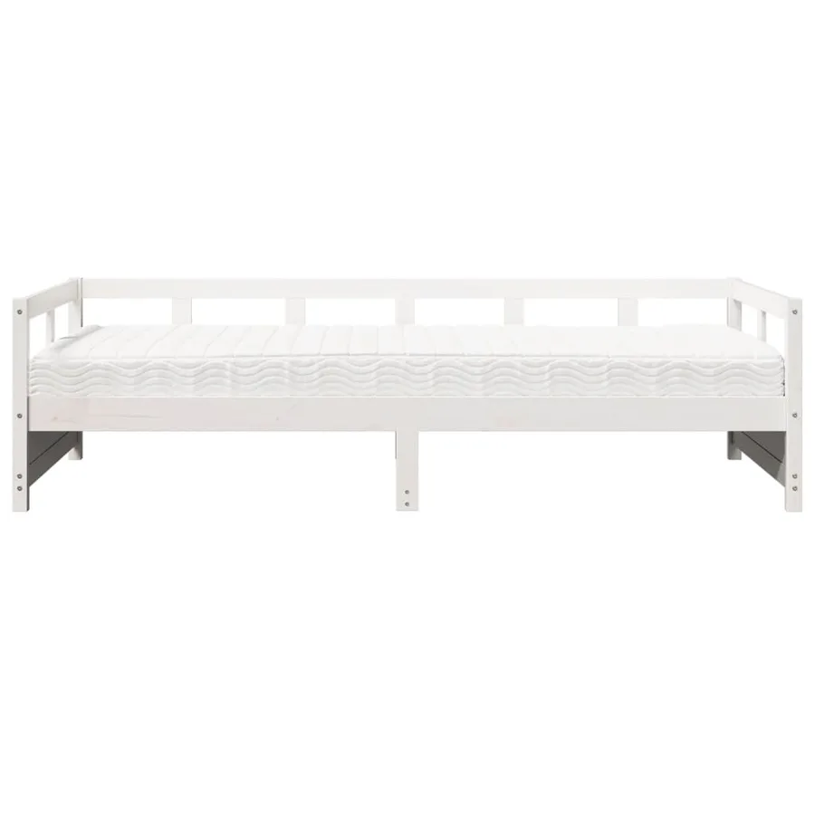 Lit de jour avec matelas blanc 90x200 cm bois de pin massif - 3