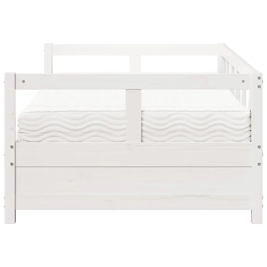 Lit de jour avec matelas blanc 90x200 cm bois de pin massif - 4