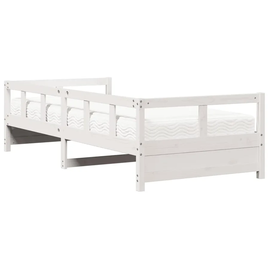 Lit de jour avec matelas blanc 90x200 cm bois de pin massif - 5