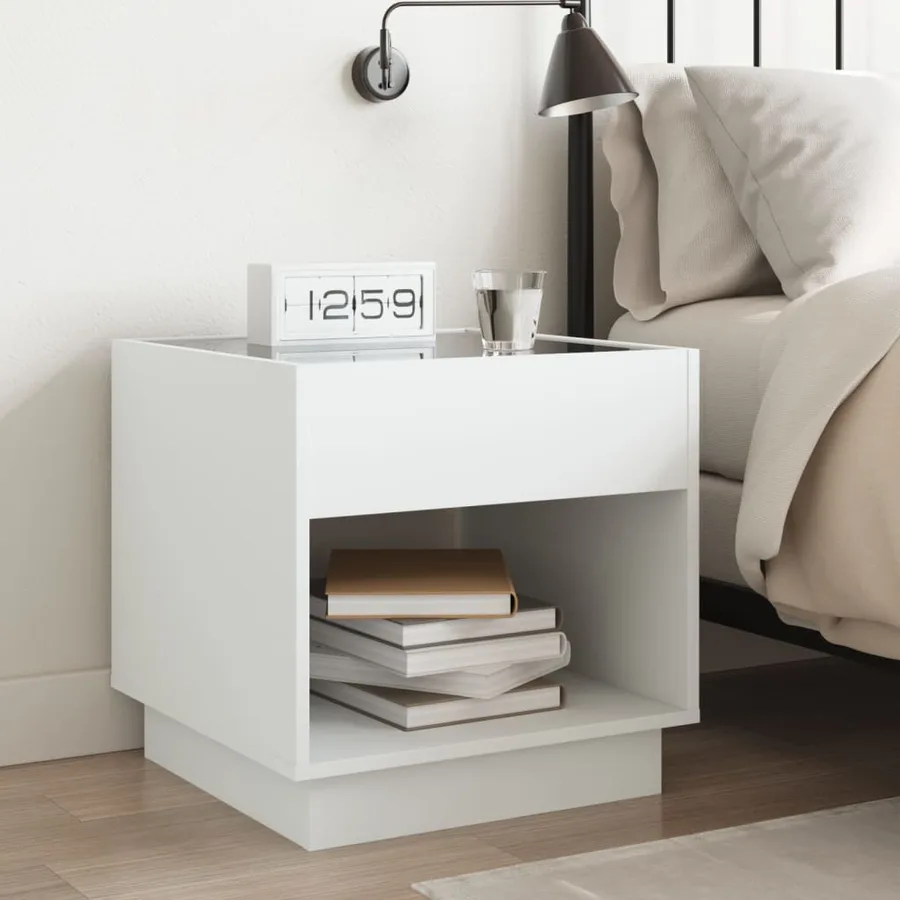 Table de chevet avec LED infini blanc 50x50x50 cm - 4