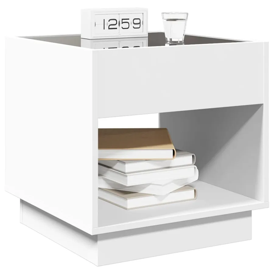 Table de chevet avec LED infini blanc 50x50x50 cm - 5