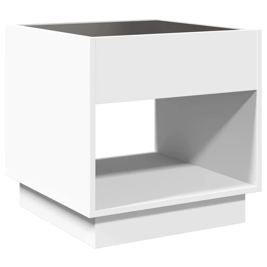 Table de chevet avec LED infini blanc 50x50x50 cm - 8