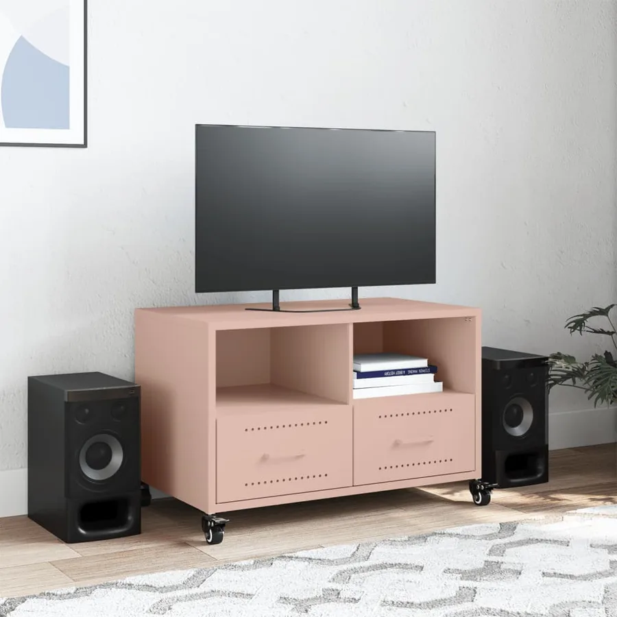 Meuble TV rose 68x39x43,5 cm acier - 3
