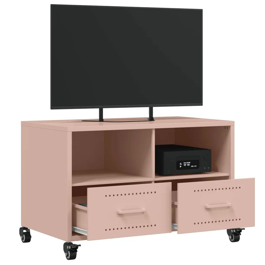 Meuble TV rose 68x39x43,5 cm acier - 5