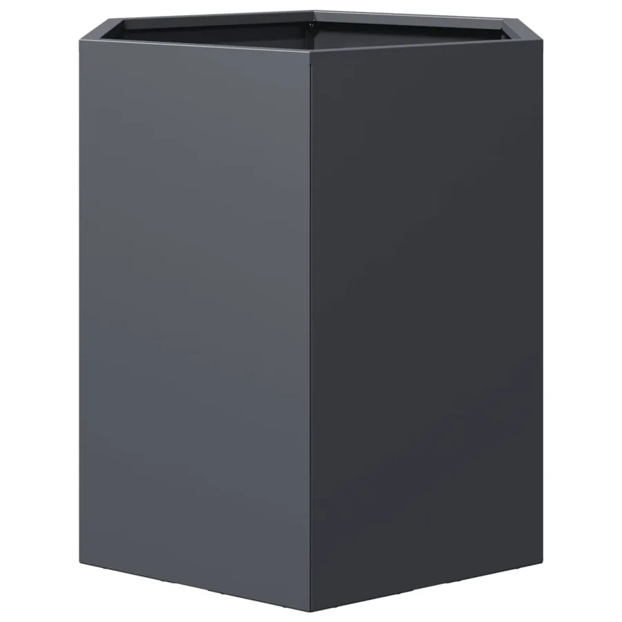 Jardinière anthracite hexagone 46x40x45 cm acier - 4