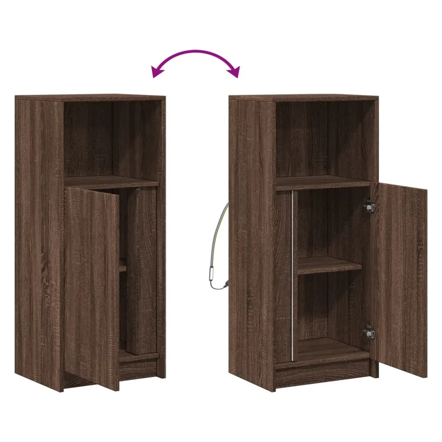 Buffet avec LED chêne marron 42,5x34x100 cm bois d'ingénierie - 10
