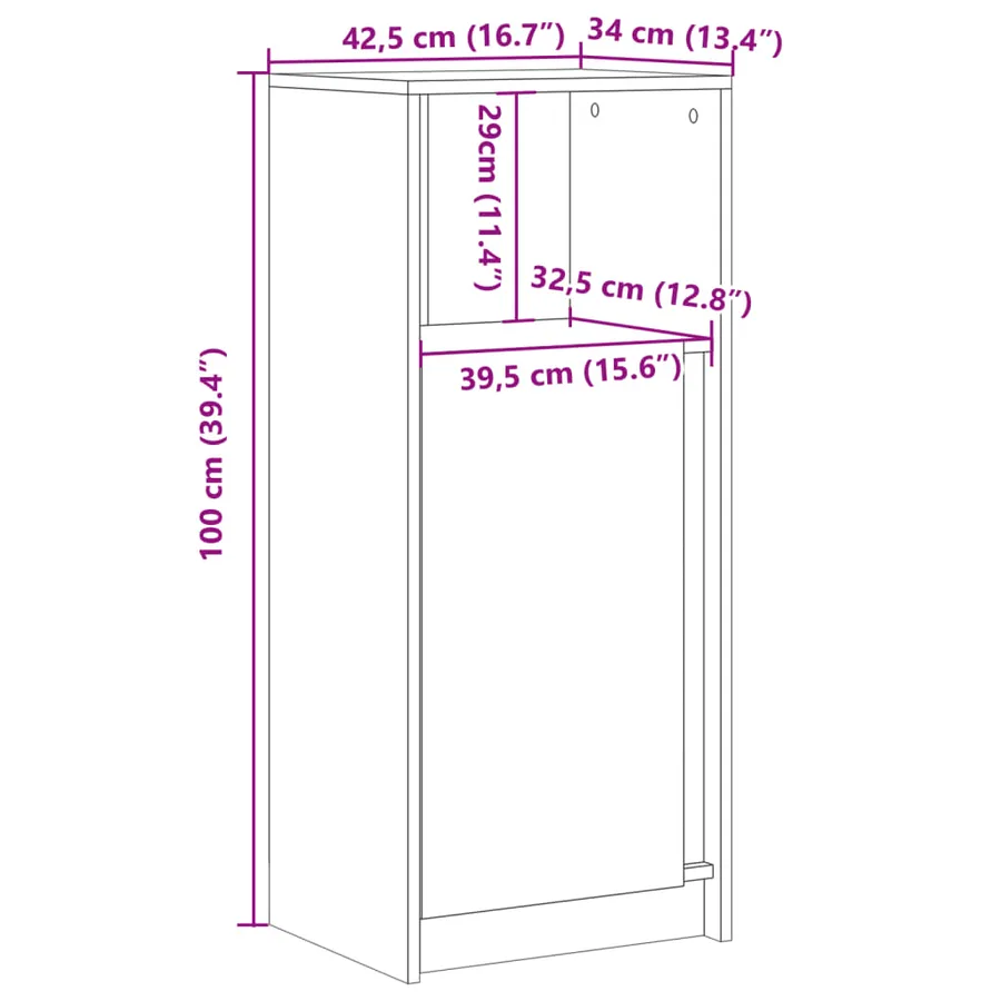 Buffet avec LED chêne marron 42,5x34x100 cm bois d'ingénierie - 16