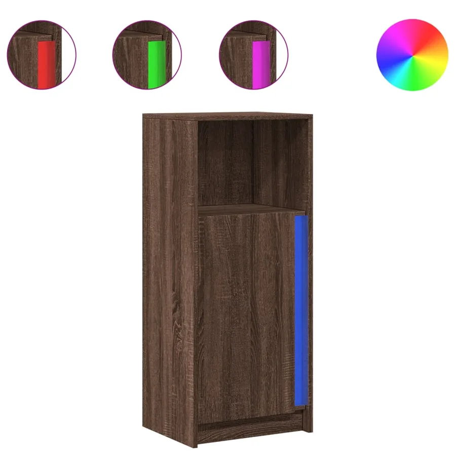 Buffet avec LED chêne marron 42,5x34x100 cm bois d'ingénierie - 2