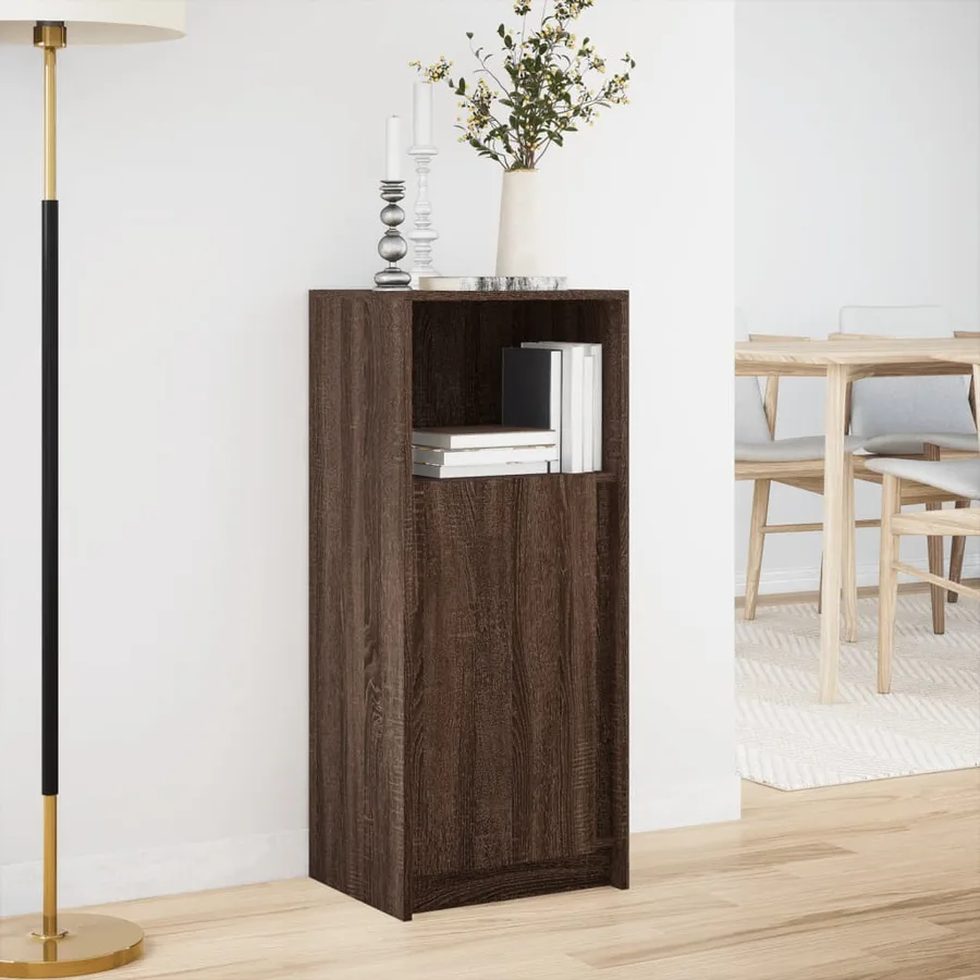 Buffet avec LED chêne marron 42,5x34x100 cm bois d'ingénierie - 4