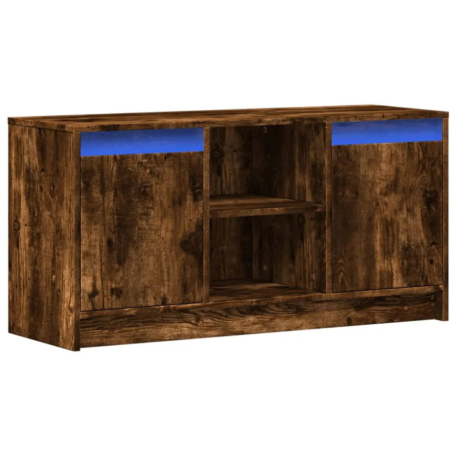 Meuble TV avec LED chêne fumé 100x34x50 cm bois d'ingénierie - 3