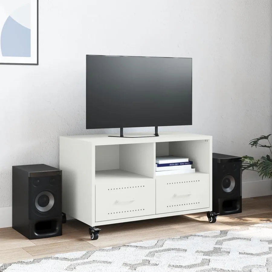 Meuble TV blanc 68x39x43,5 cm acier - 3