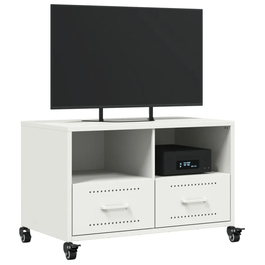 Meuble TV blanc 68x39x43,5 cm acier - 4
