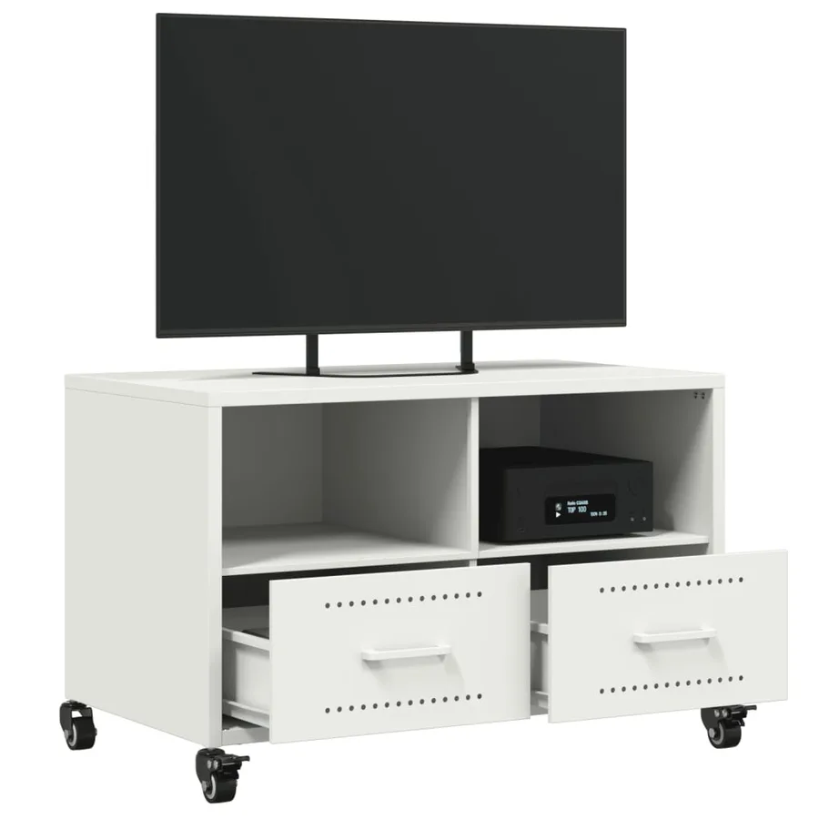 Meuble TV blanc 68x39x43,5 cm acier - 5
