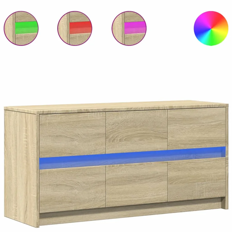 Meuble TV avec LED chêne sonoma 100x34x50 cm bois d'ingénierie - 2