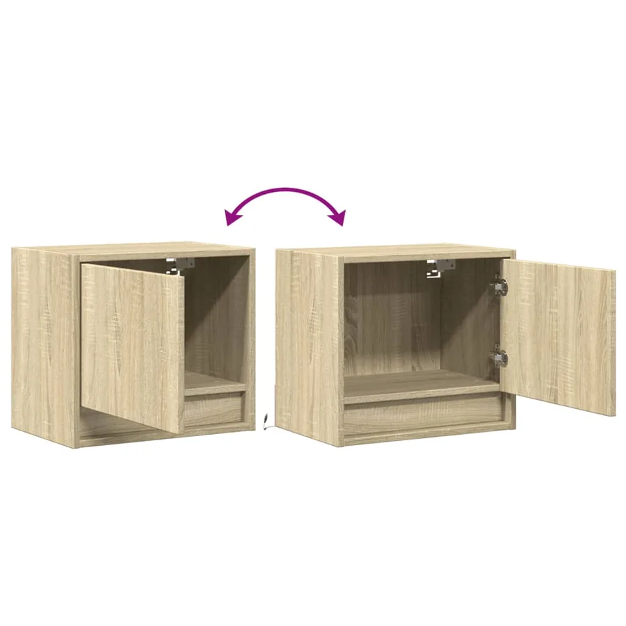 Tables de chevet murales avec lumières LED 2 pcs chêne sonoma - 10