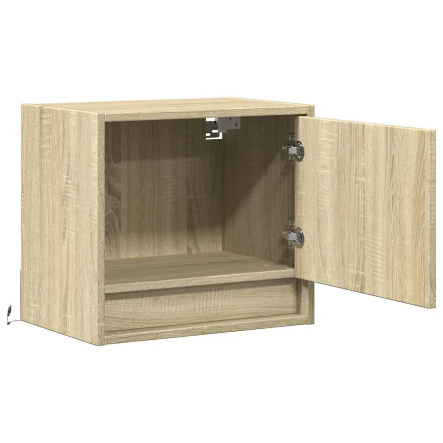 Tables de chevet murales avec lumières LED 2 pcs chêne sonoma - 7