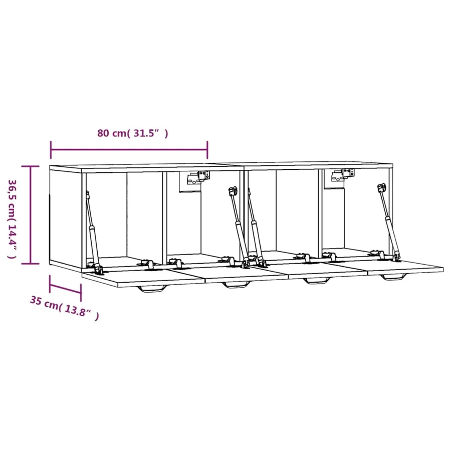 Armoires murales 2 pcs Chêne sonoma 80x35x36,5 cm Bois - 8