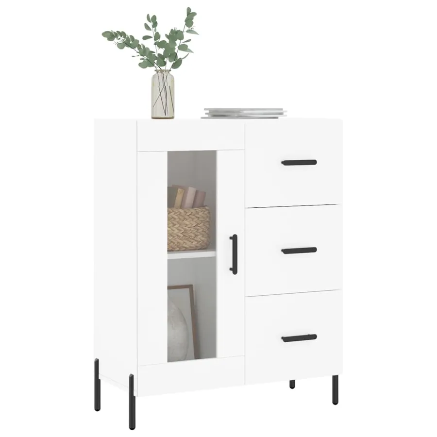 Buffet blanc 69,5x34x90 cm bois d'ingénierie - 3