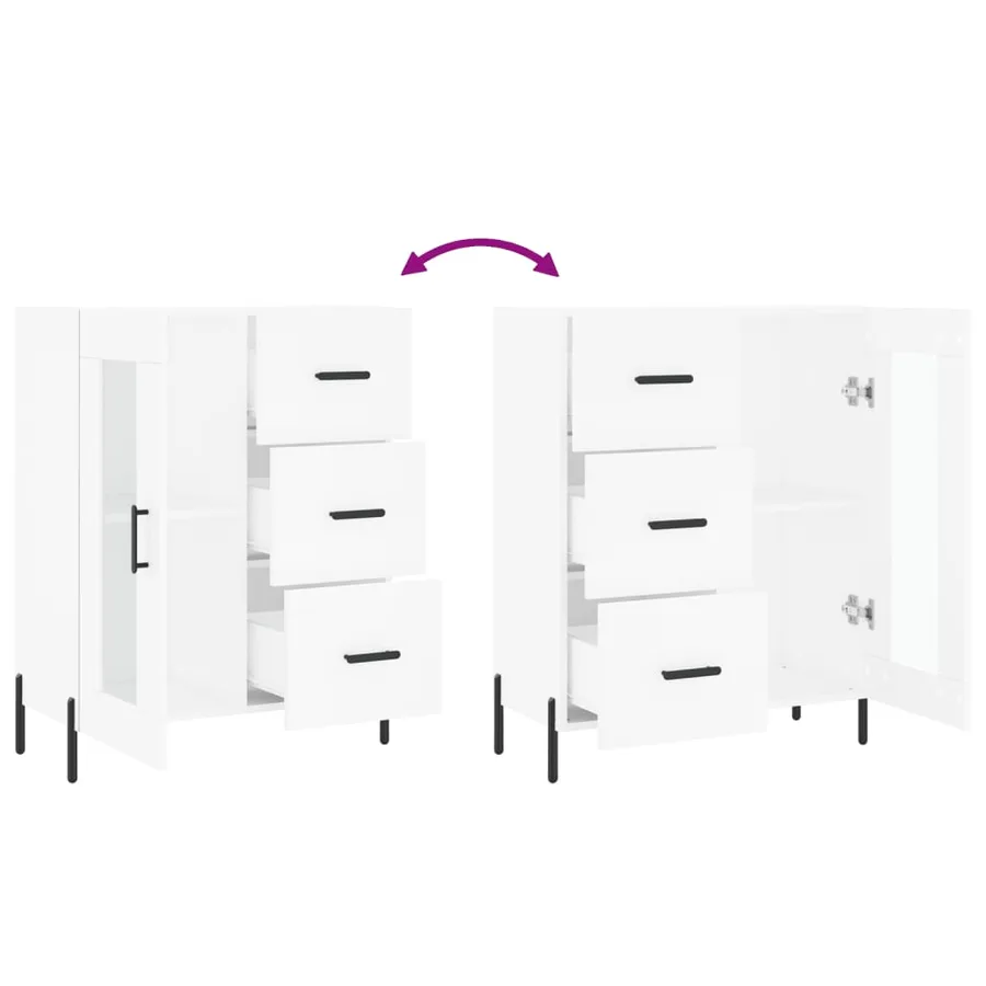 Buffet blanc 69,5x34x90 cm bois d'ingénierie - 9