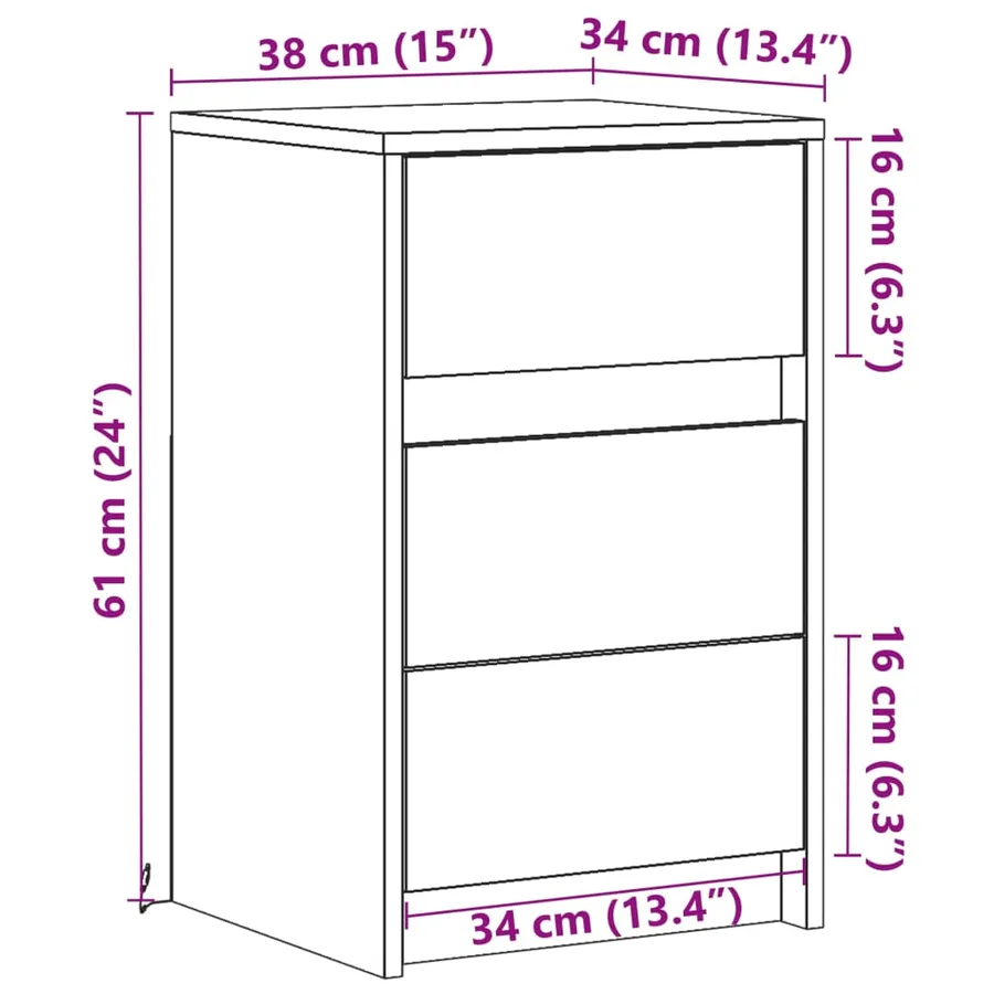 Armoire de chevet et lumières LED chêne fumé bois d'ingénierie - 14