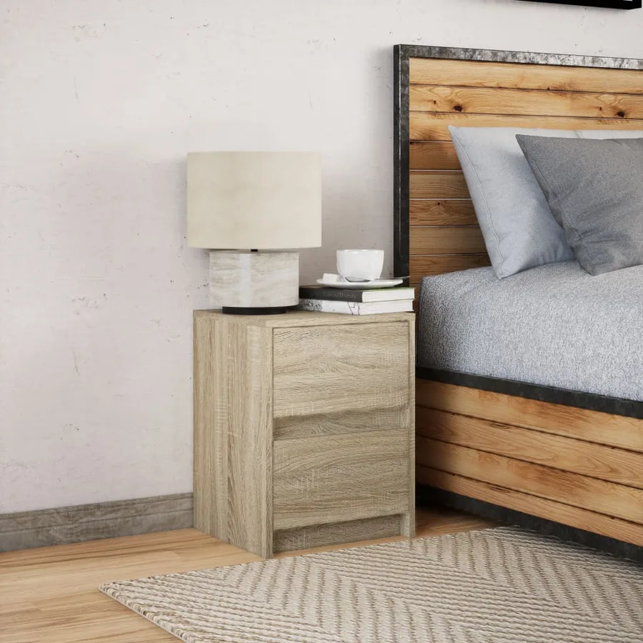 Armoire de chevet avec lumières LED chêne sonoma - 4