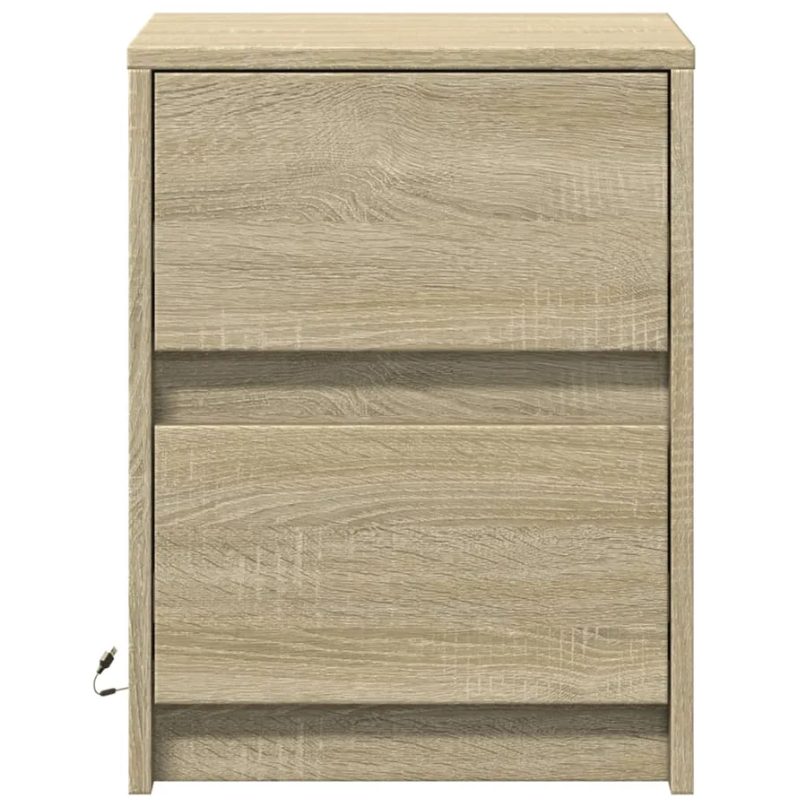 Armoire de chevet avec lumières LED chêne sonoma - 6
